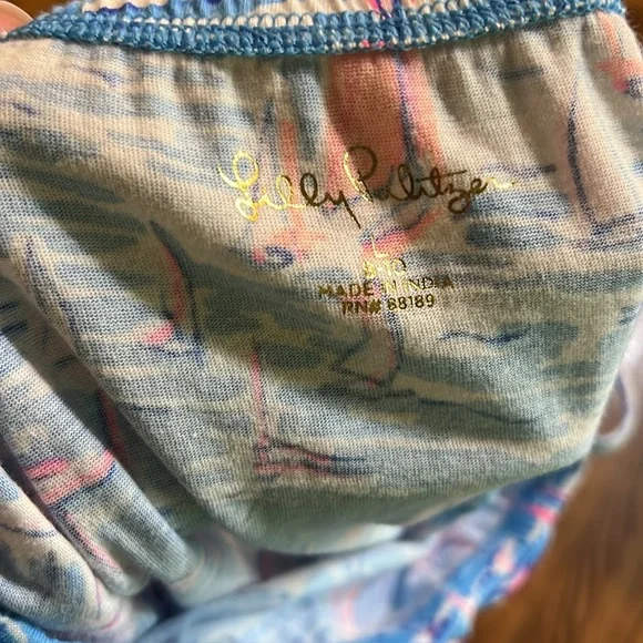 Lilly Pulitzer Girls Jaycee Romper Zanzibar Blue Boatyliciouslarge (8-10) NWOT